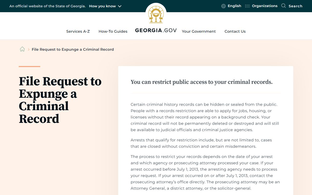 Columbia County criminal court records Georgia record restriction