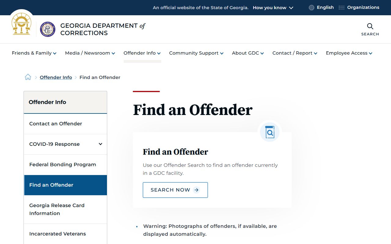 Columbia County inmate records Georgia Department of Corrections offender search